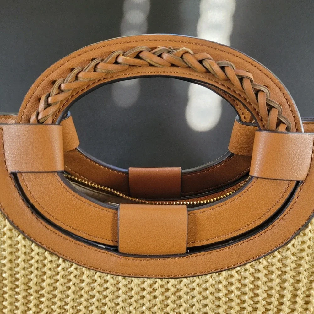 Charming Charlies NWOT Vegan Leather Woven Purse Hobo Wheat / Brown